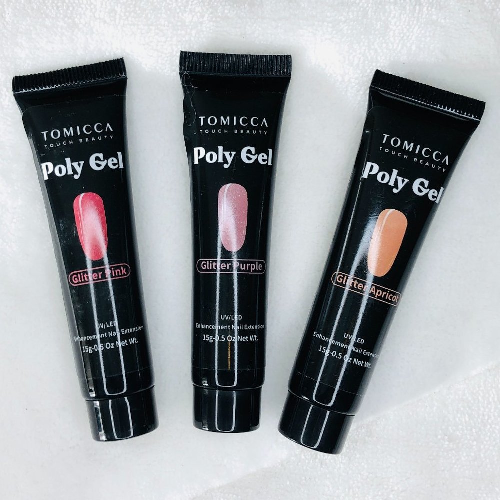 Tomicca | Three Poly Gel 0 .5 oz Tubes. Apricot, Purple, Pink NWOT